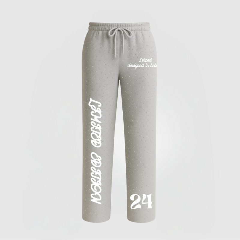 TIMELESS RHINESTONE PANTS OPEN LEG - GREY