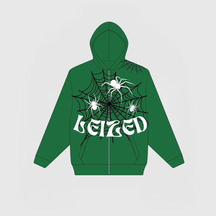 SPIDER PUFF HOODIE - GREEN