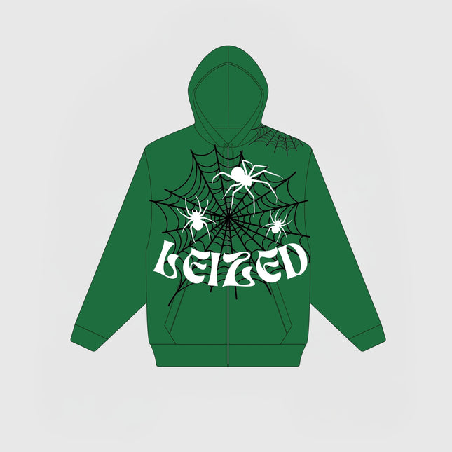 SPIDER PUFF HOODIE - GREEN