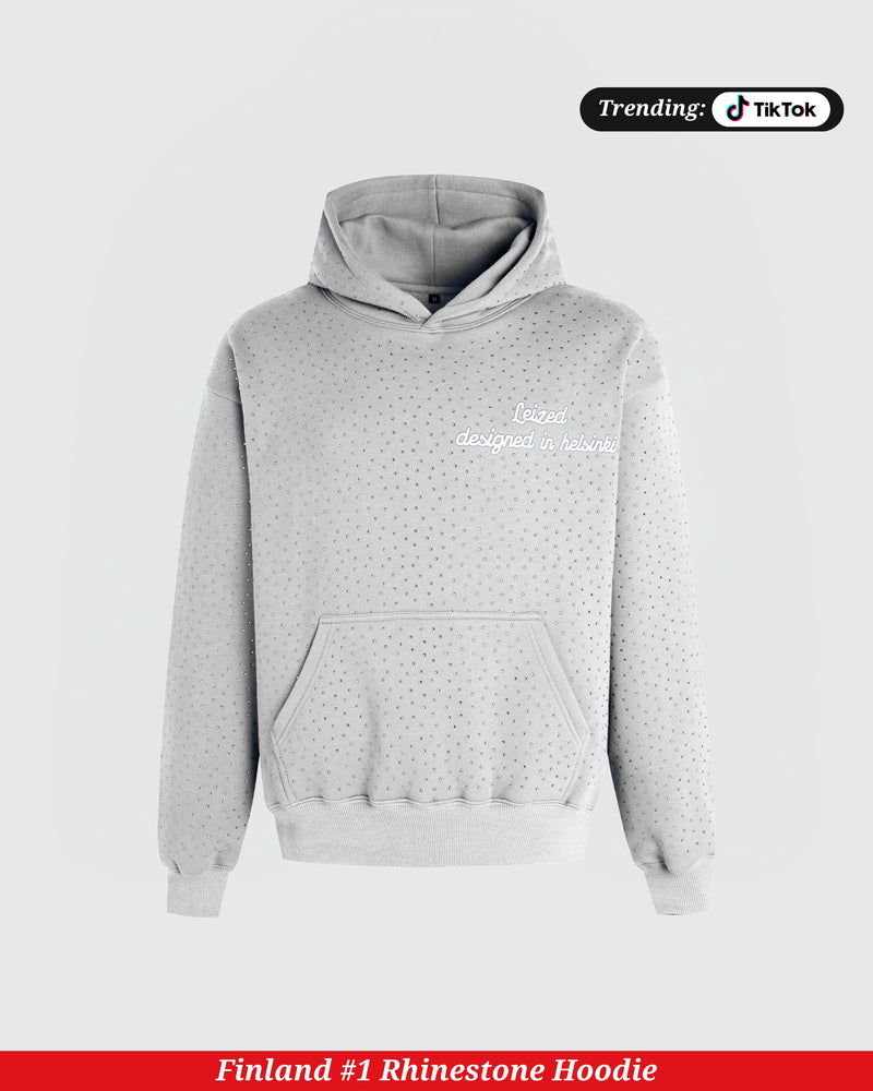 TIMELESS RHINESTONE HOODIE - GREY
