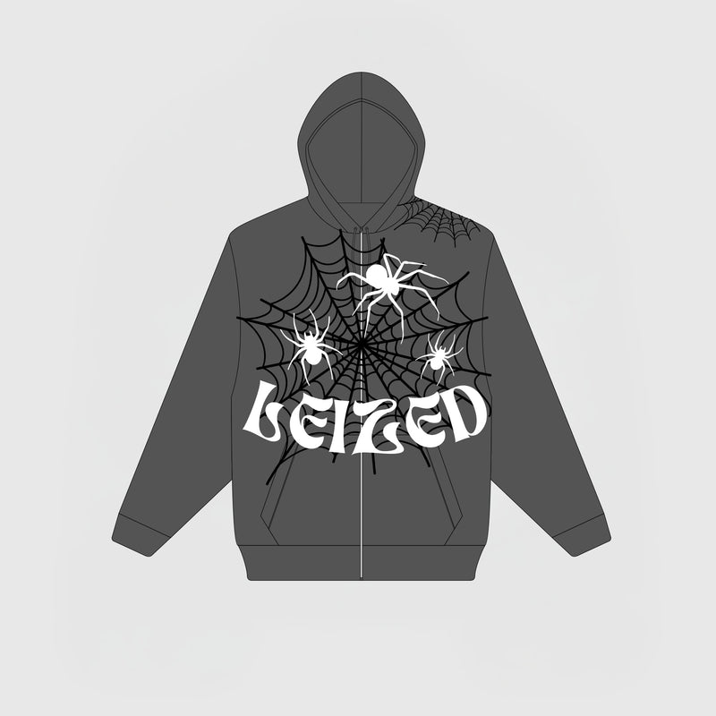 SPIDER PUFF HOODIE - DARK GREY