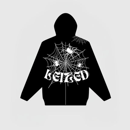 SPIDER PUFF HOODIE - BLACK