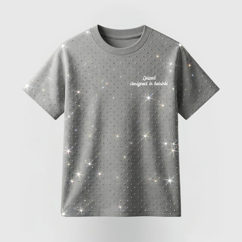 TIMELESS RHINESTONE T-SHIRT - GREY