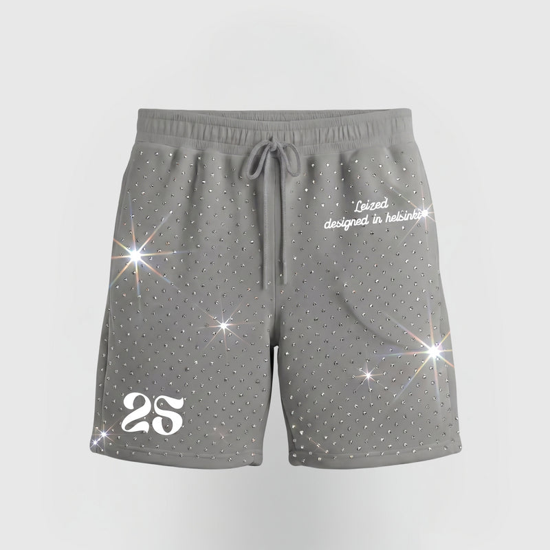 TIMELESS RHINESTONE SHORTS - GREY