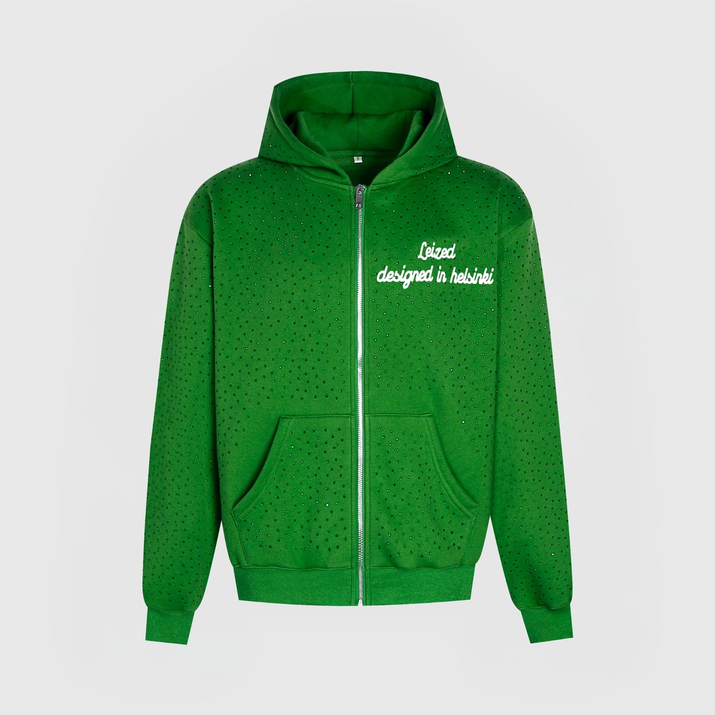 TIMELESS RHINESTONE ZIP-UP HUPPARI - VIHREÄ