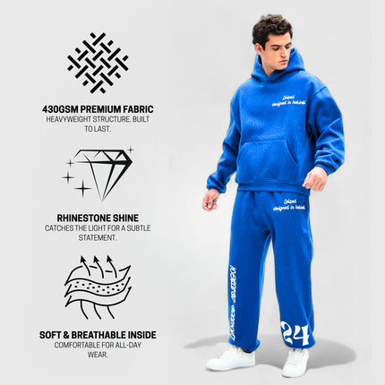 TIMELESS RHINESTONE HOODIE - BLUE