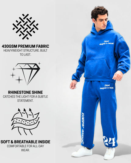 TIMELESS RHINESTONE HOODIE - BLUE