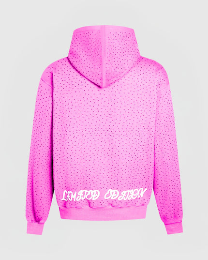 TIMELESS RHINESTONE ZIP-UP HOODIE - PINK