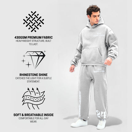 TIMELESS RHINESTONE HOODIE - GREY