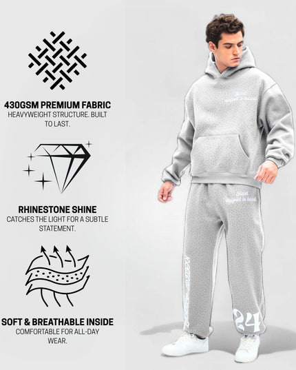 TIMELESS RHINESTONE HOODIE - GREY