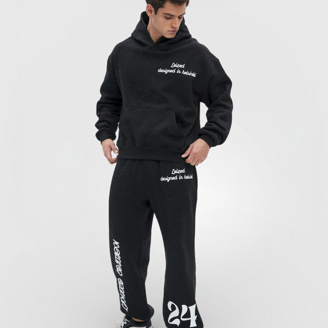 TIMELESS RHINESTONE HOODIE - BLACK