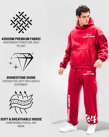 TIMELESS RHINESTONE HOODIE - RED