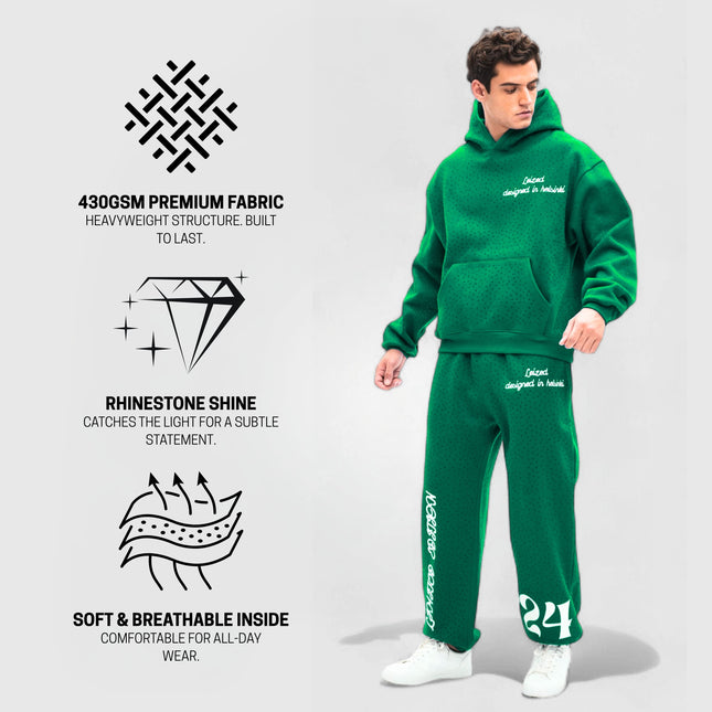 TIMELESS RHINESTONE HOODIE - GREEN