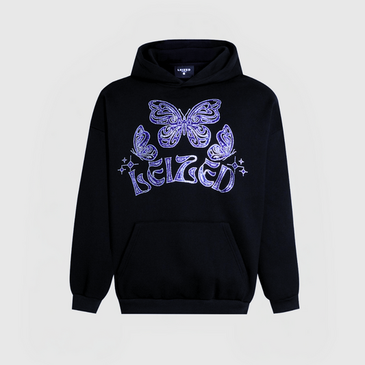 RHINESTONE BUTTERFLY HOODIE - BLUE