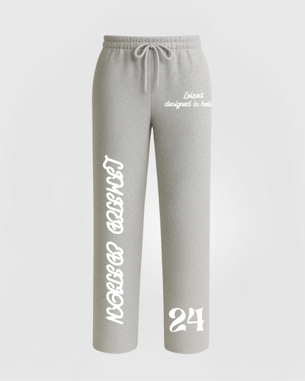 TIMELESS RHINESTONE PANTS OPEN LEG - GREY