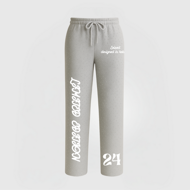 TIMELESS RHINESTONE PANTS OPEN LEG - GREY