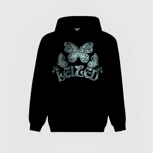 RHINESTONE BUTTERFLY HOODIE - GREEN