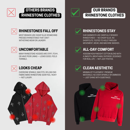 TIMELESS RHINESTONE HOODIE - RED