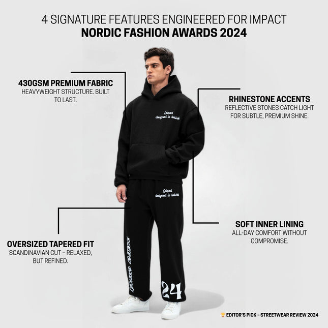 TIMELESS RHINESTONE HOODIE - BLACK