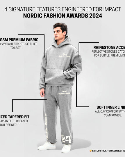 TIMELESS RHINESTONE HOODIE - GREY