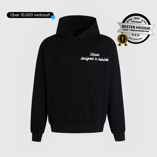 Zeitloser Rhinestone Hoodie - Schwarz