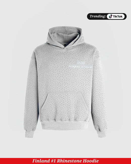 TIMELESS RHINESTONE HOODIE - GREY