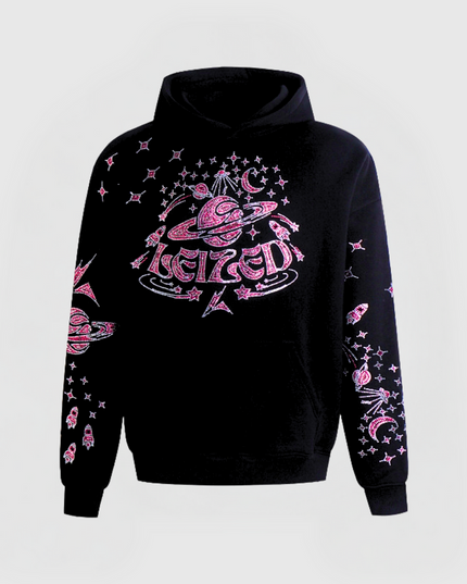GALAXY RHINESTONE HOODIE - PINK