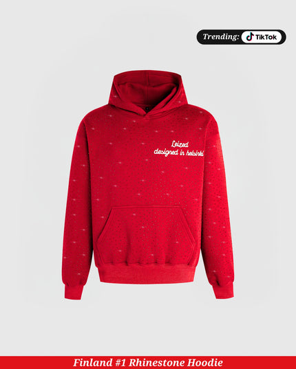 TIMELESS RHINESTONE HOODIE - RED