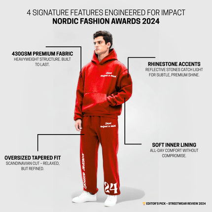 TIMELESS RHINESTONE HOODIE - RED