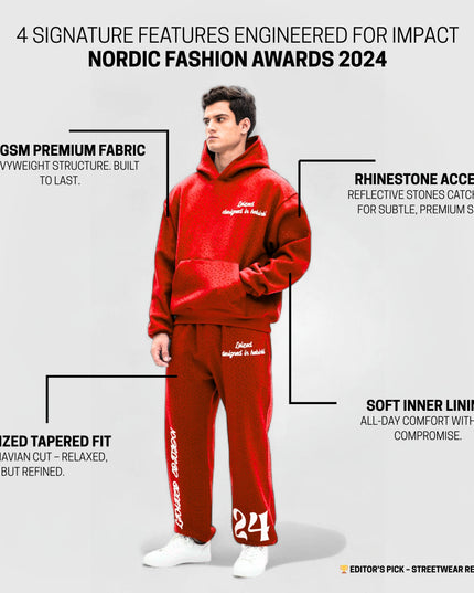 TIMELESS RHINESTONE HOODIE - RED