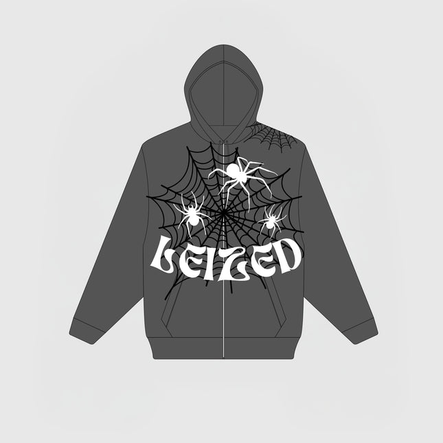 SPIDER PUFF HOODIE - DARK GREY