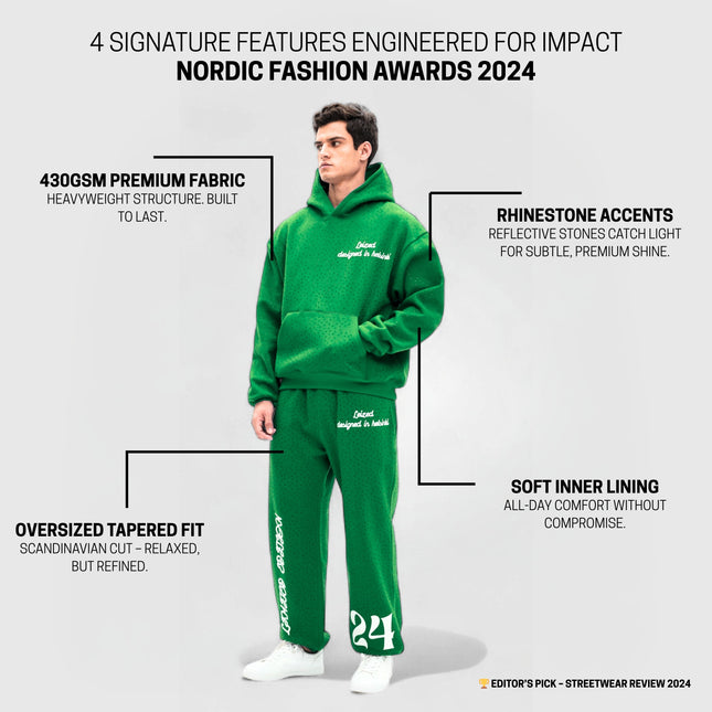 TIMELESS RHINESTONE HOODIE - GREEN