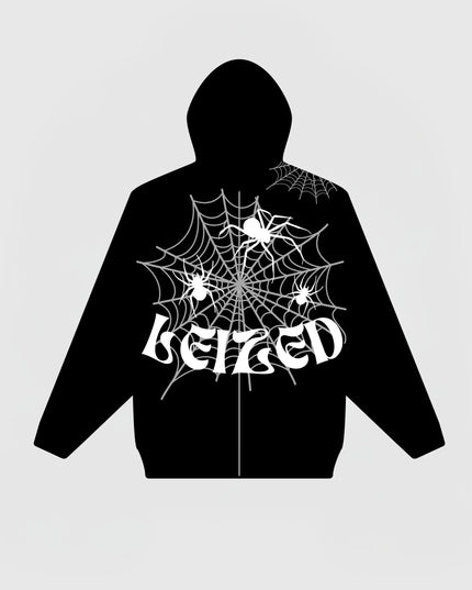 SPIDER PUFF HOODIE - BLACK