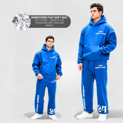 TIMELESS RHINESTONE HOODIE - BLUE