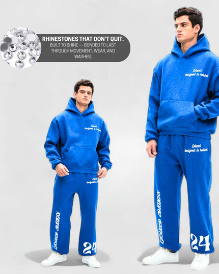 TIMELESS RHINESTONE HOODIE - BLUE