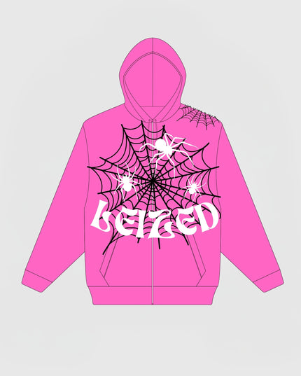 SPIDER PUFF HOODIE - PINK