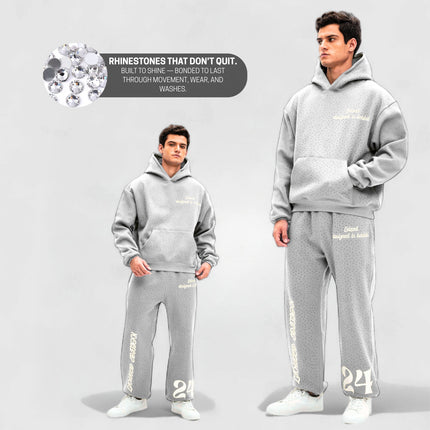 TIMELESS RHINESTONE HOODIE - GREY