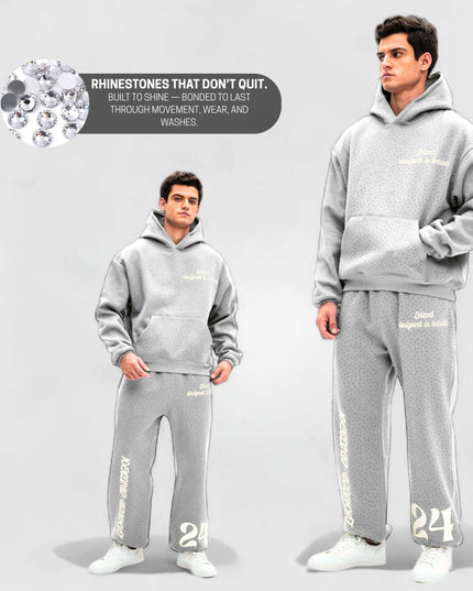 TIMELESS RHINESTONE HOODIE - GREY