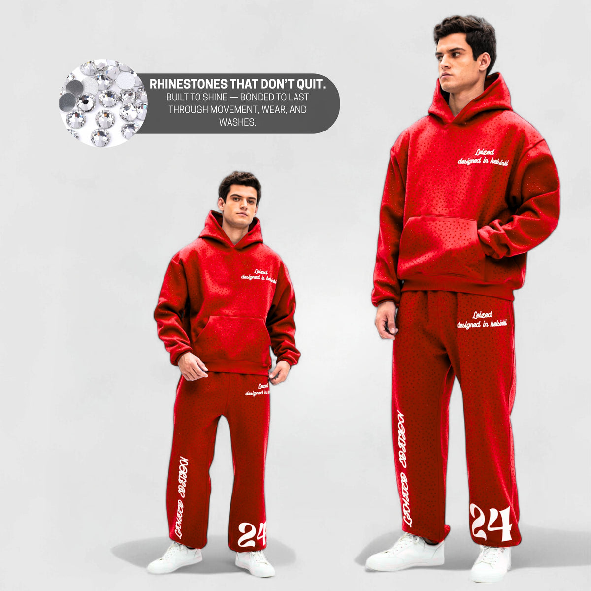 TIMELESS RHINESTONE PANTS - RED