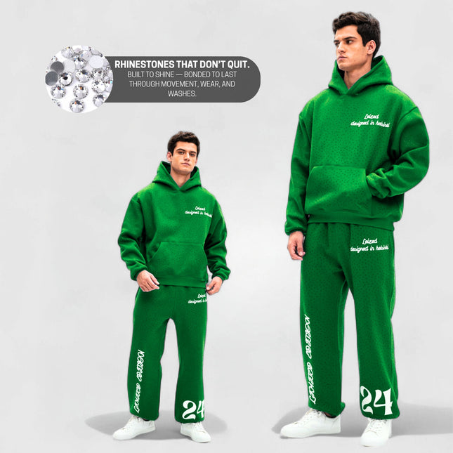 TIMELESS RHINESTONE HOODIE - GREEN