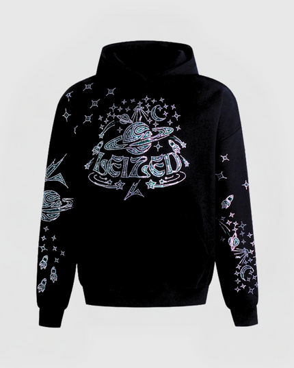 GALAXY RHINESTONE HOODIE - GREEN