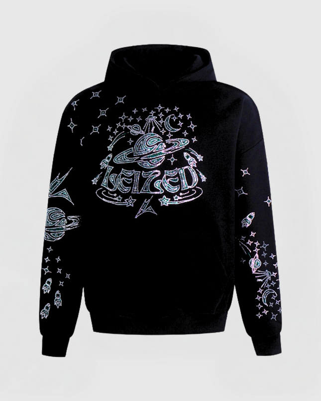 GALAXY RHINESTONE HOODIE - GREEN