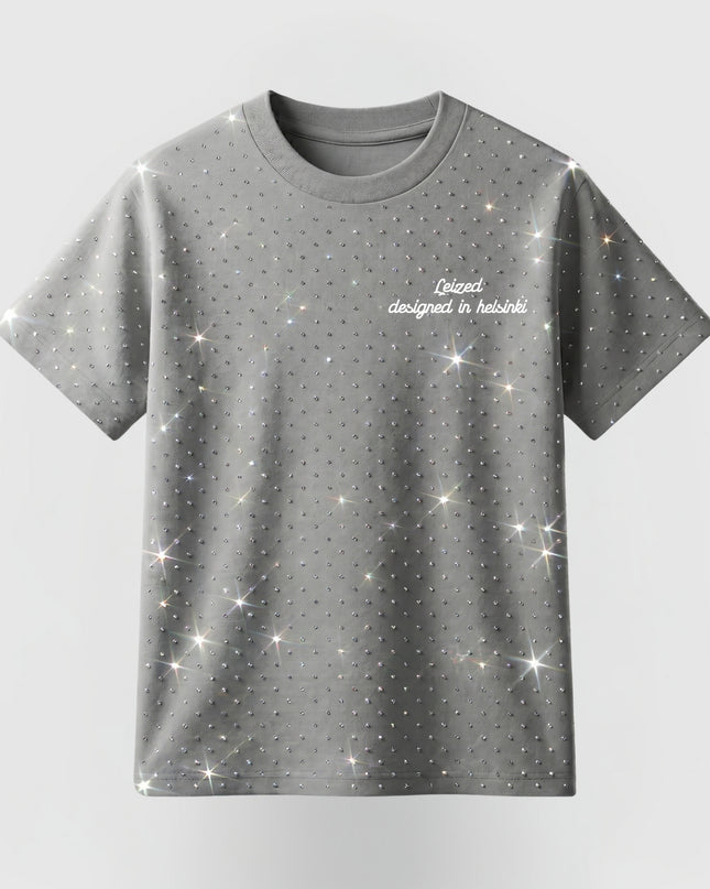 TIMELESS RHINESTONE T-SHIRT - GREY