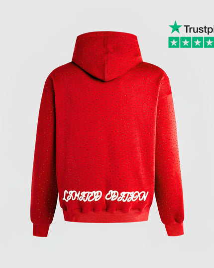TIMELESS RHINESTONE HOODIE - RED