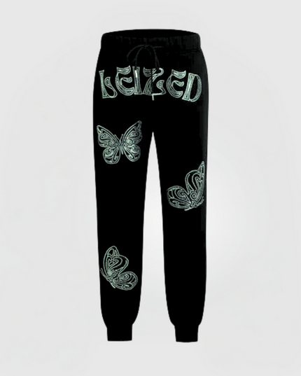 BUTTERFLY RHINESTONE PANTS - GREEN