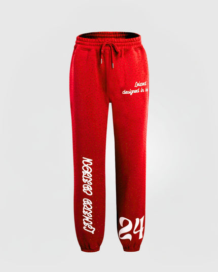 TIMELESS RHINESTONE PANTS - RED