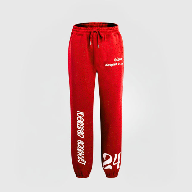 TIMELESS RHINESTONE PANTS - RED