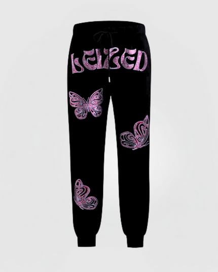 BUTTERFLY RHINESTONE PANTS - PINK