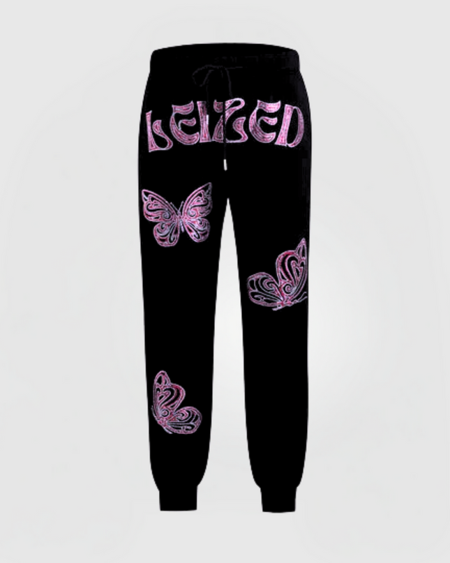 BUTTERFLY RHINESTONE PANTS - PINK