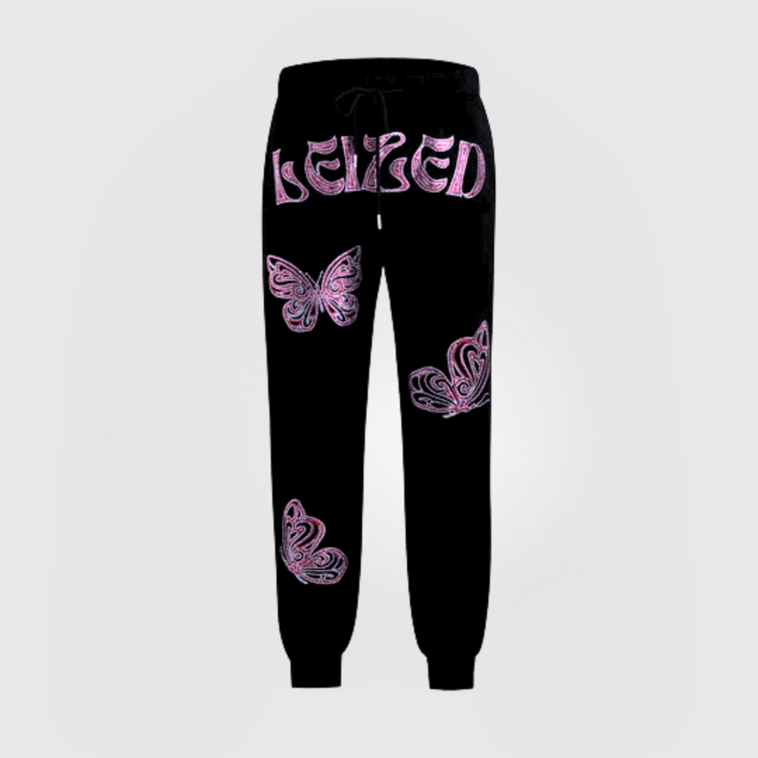 BUTTERFLY RHINESTONE PANTS - PINK